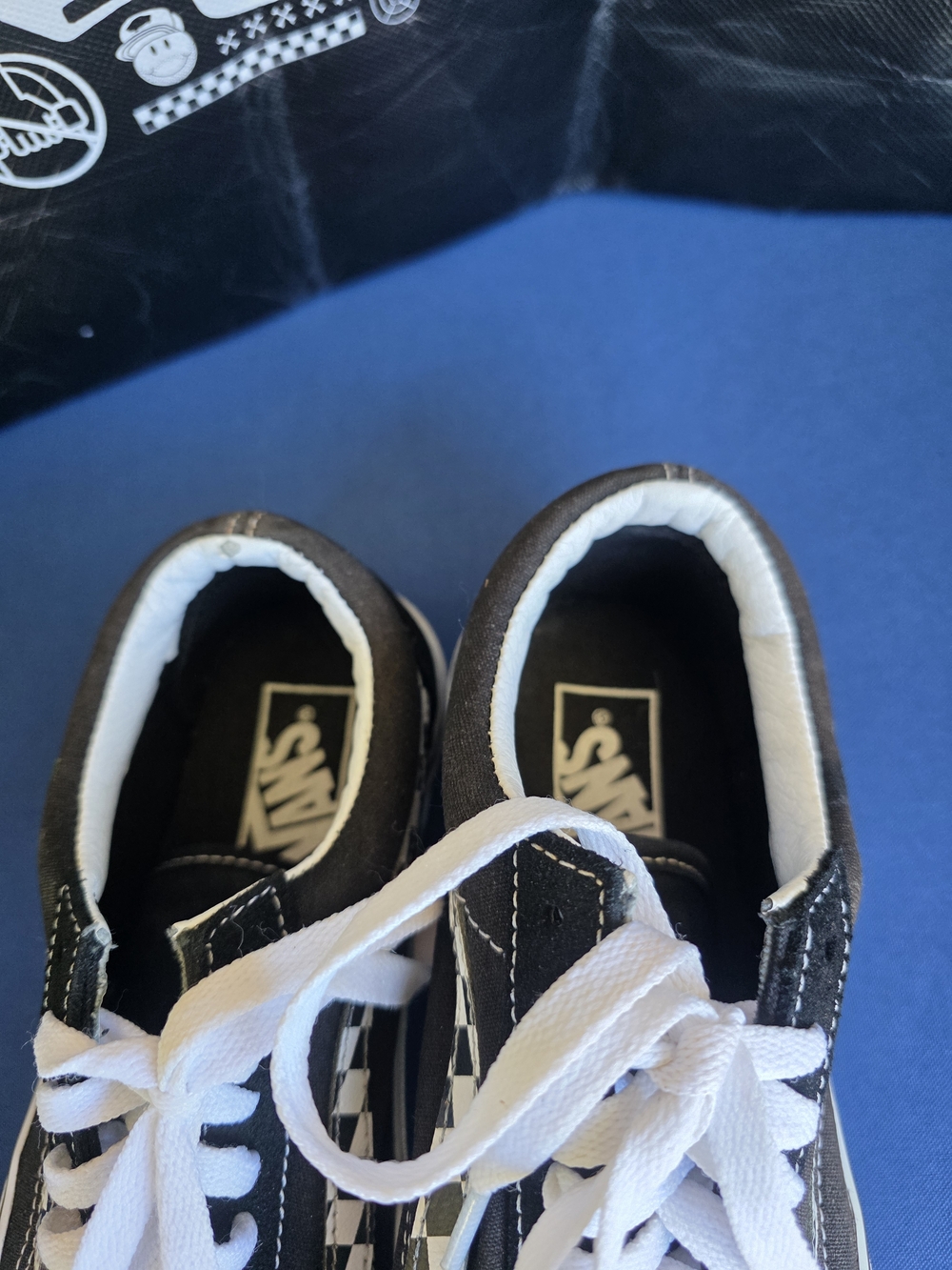 Vans Old Skool Off The Wall Embroidered Checkerboard Sneakers W8 M6.5 With Bag - Picture 10 of 16